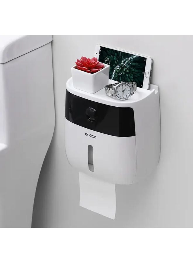 أبيض أسود حامل ورق تواليت مزدوج الطبقات لاصق منظف الحمام - Image 1