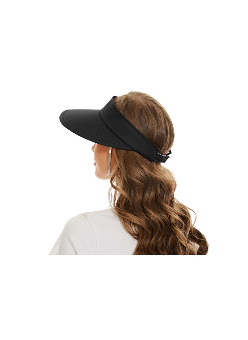 SYOSI - Sun Visor Hats, Sun Hats for Women UV Protection Wide Brim 2 in 1 Zip-Off Visor Summer Beach Hat Womens Packable Golf Hat, Wide Large Brim, Beach Packable Visor for Casual Daily Wear or Outdoor - Image 1