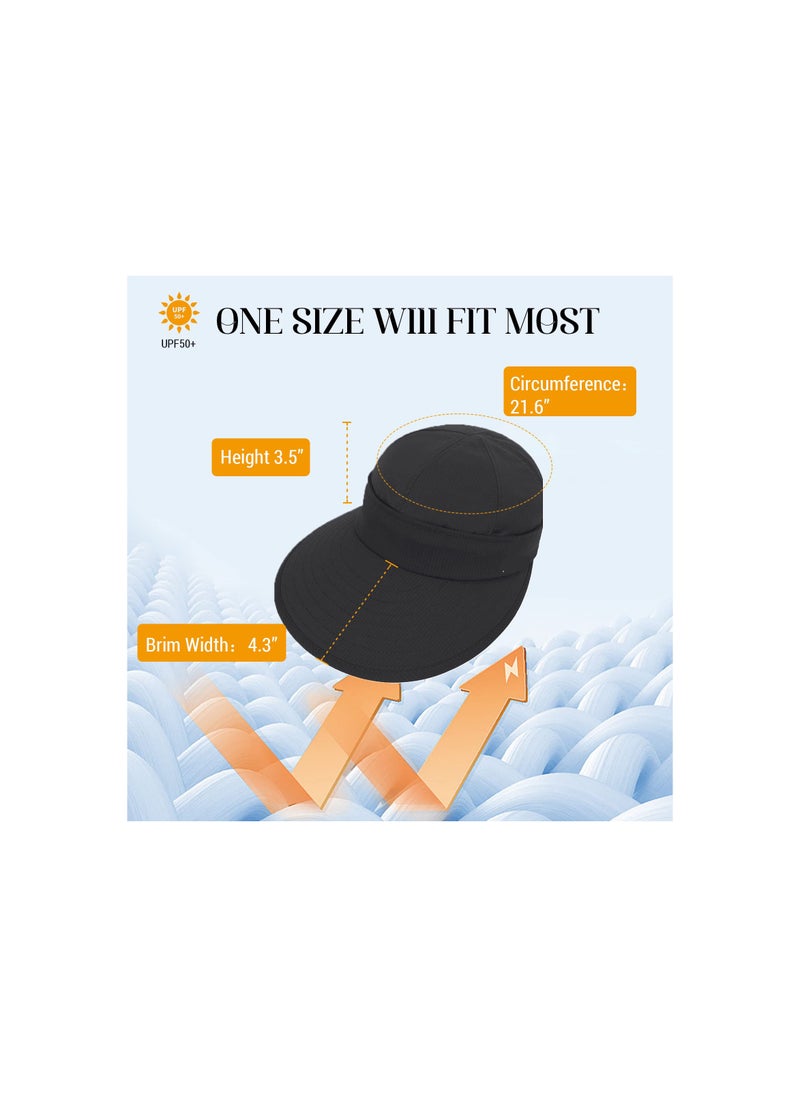 SYOSI - Sun Visor Hats, Sun Hats for Women UV Protection Wide Brim 2 in 1 Zip-Off Visor Summer Beach Hat Womens Packable Golf Hat, Wide Large Brim, Beach Packable Visor for Casual Daily Wear or Outdoor - Image 1