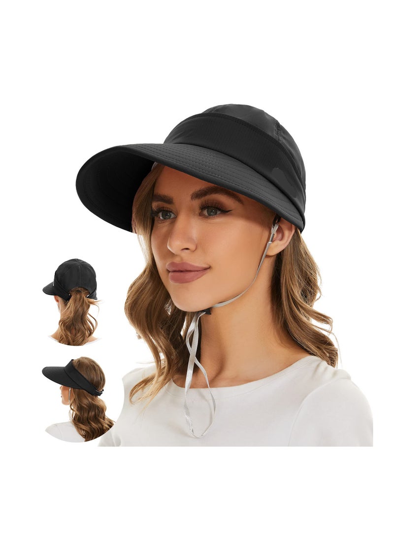 SYOSI - Sun Visor Hats, Sun Hats for Women UV Protection Wide Brim 2 in 1 Zip-Off Visor Summer Beach Hat Womens Packable Golf Hat, Wide Large Brim, Beach Packable Visor for Casual Daily Wear or Outdoor - Image 1