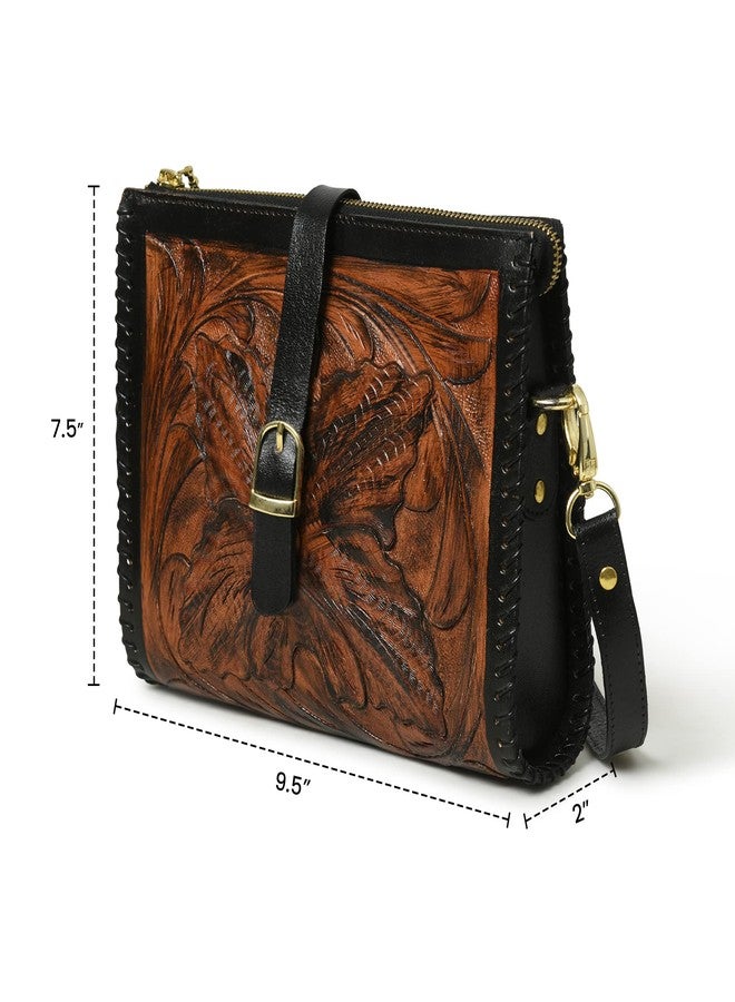 ADYAN Western Leather Crossbody Bags for Women Sling Bag Satchel Hand-tooled Floral Carving Girl Purse for stylish look - Image 4