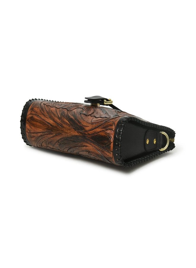 ADYAN Western Leather Crossbody Bags for Women Sling Bag Satchel Hand-tooled Floral Carving Girl Purse for stylish look - Image 2
