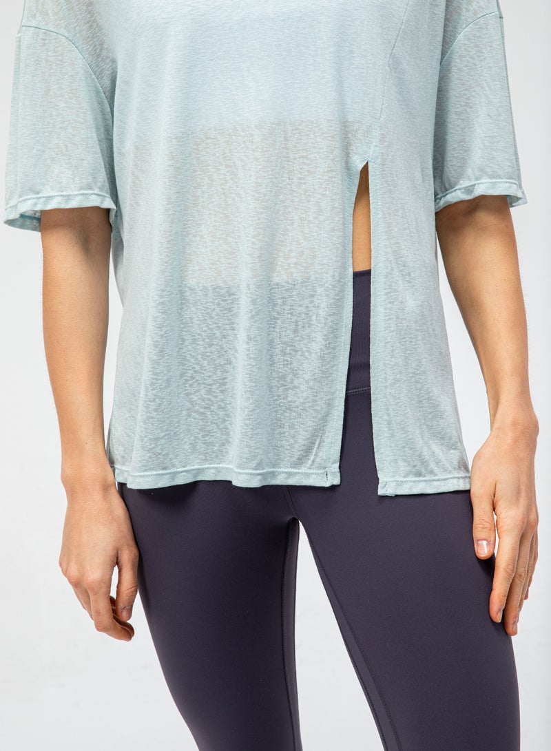 Loquat Women Quick Dry Breathable Yoga Shirt Blue  - Image 1
