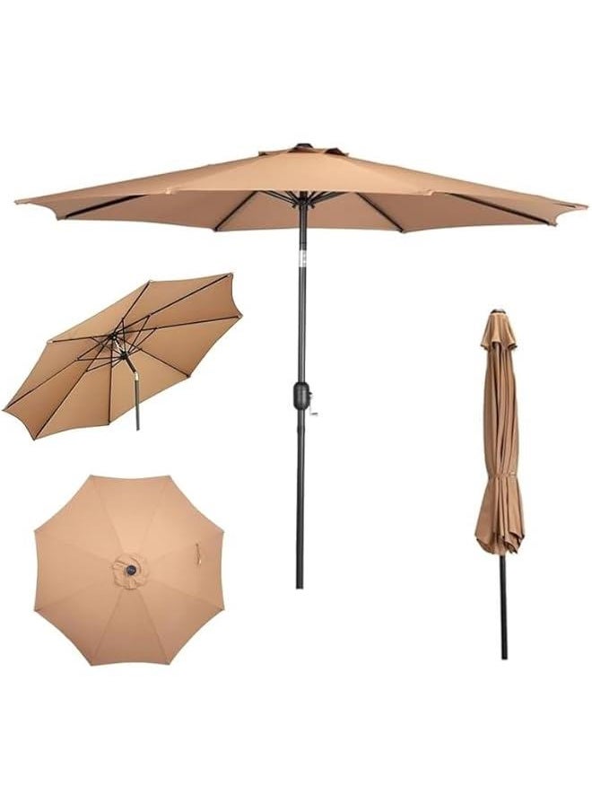 HOOKOR 9ft Outdoor Patio Umbrella for Yard UPF 50+ Cantilever Crank Lift Umbrellas, Large Sun Shade Balcony Parasol with Push on Tilt Waterproof for Garden Pool Deck Balcony (No base)  - Image 1