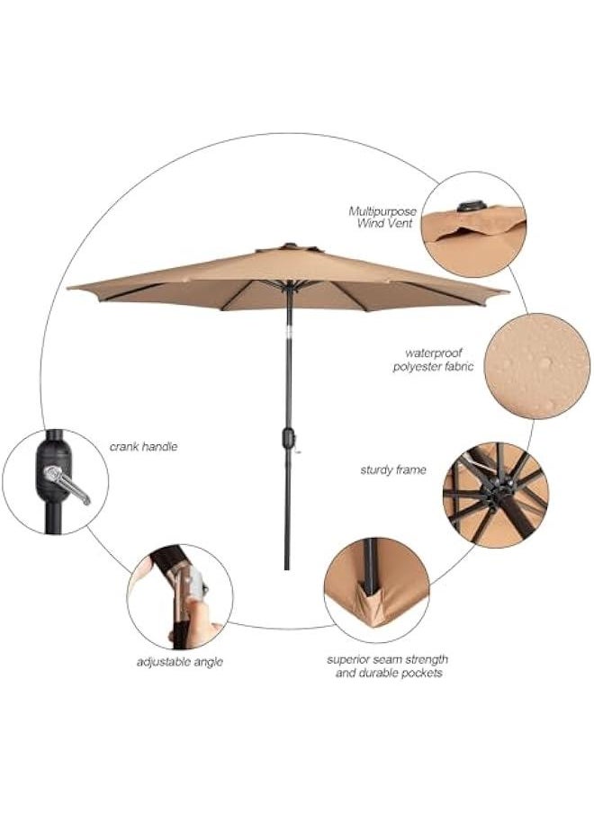 HOOKOR 9ft Outdoor Patio Umbrella for Yard UPF 50+ Cantilever Crank Lift Umbrellas, Large Sun Shade Balcony Parasol with Push on Tilt Waterproof for Garden Pool Deck Balcony (No base)  - Image 2