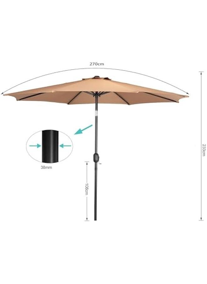 HOOKOR 9ft Outdoor Patio Umbrella for Yard UPF 50+ Cantilever Crank Lift Umbrellas, Large Sun Shade Balcony Parasol with Push on Tilt Waterproof for Garden Pool Deck Balcony (No base)  - Image 4