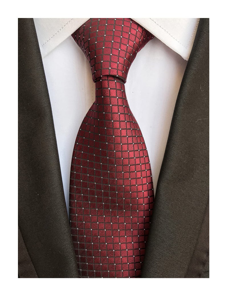 Elfeves Men's Maroon Red Party Ties Elegant Banquet Formal Prom Ball Neckties for Youth - Image 1