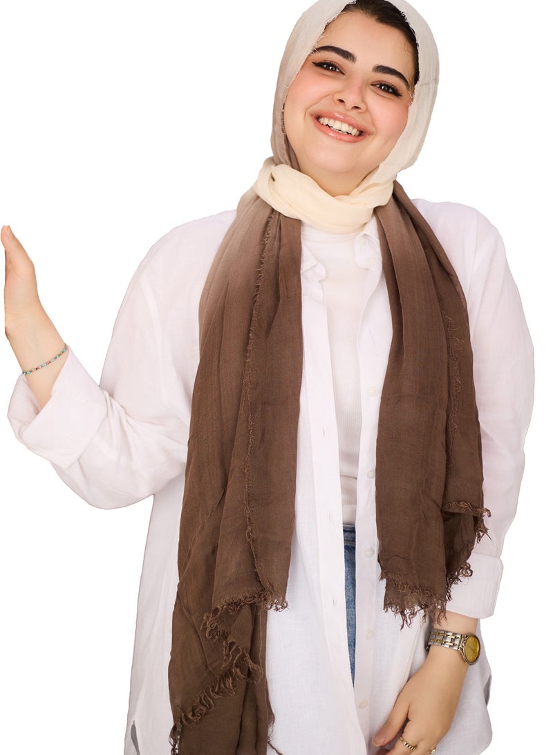 FLOWER Plain Cotton Gradient Veil - Brown - Image 1