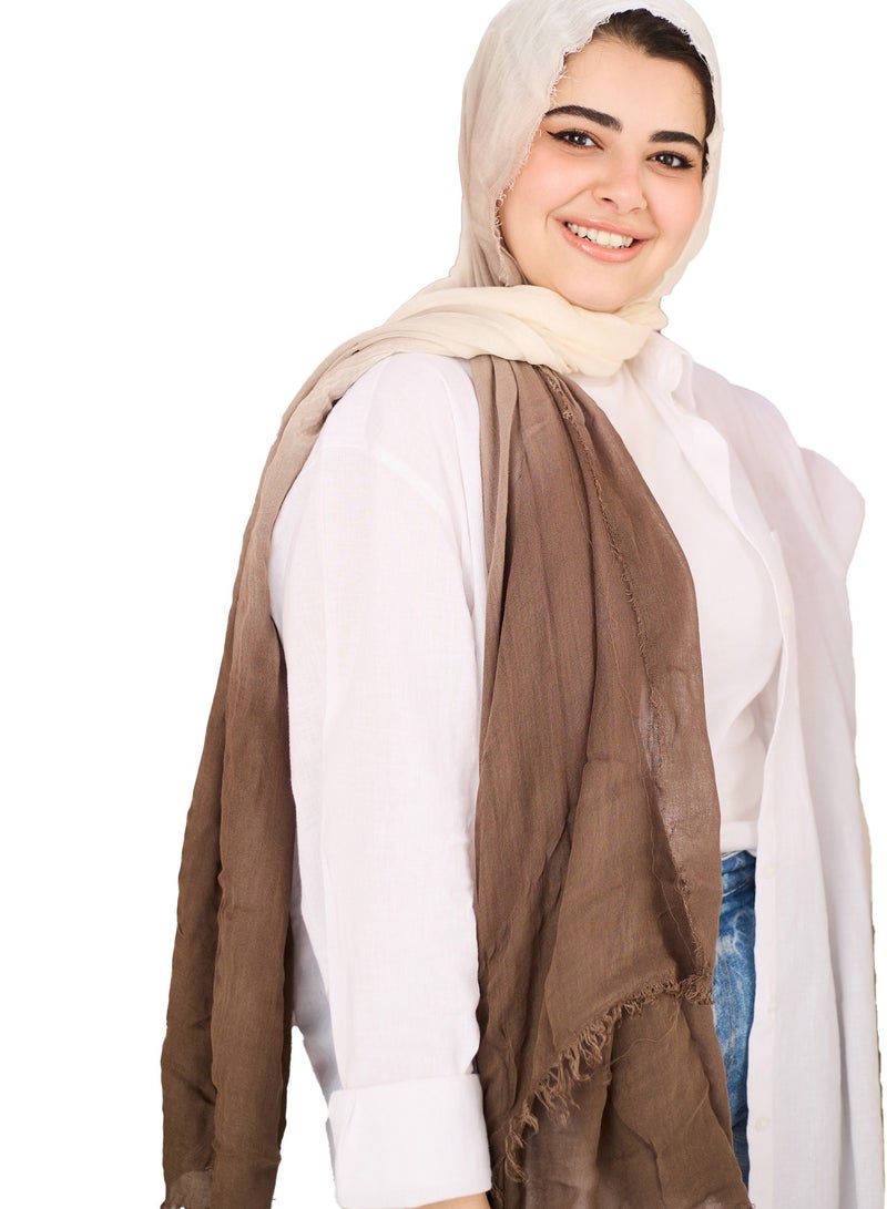 FLOWER Plain Cotton Gradient Veil - Brown - Image 2