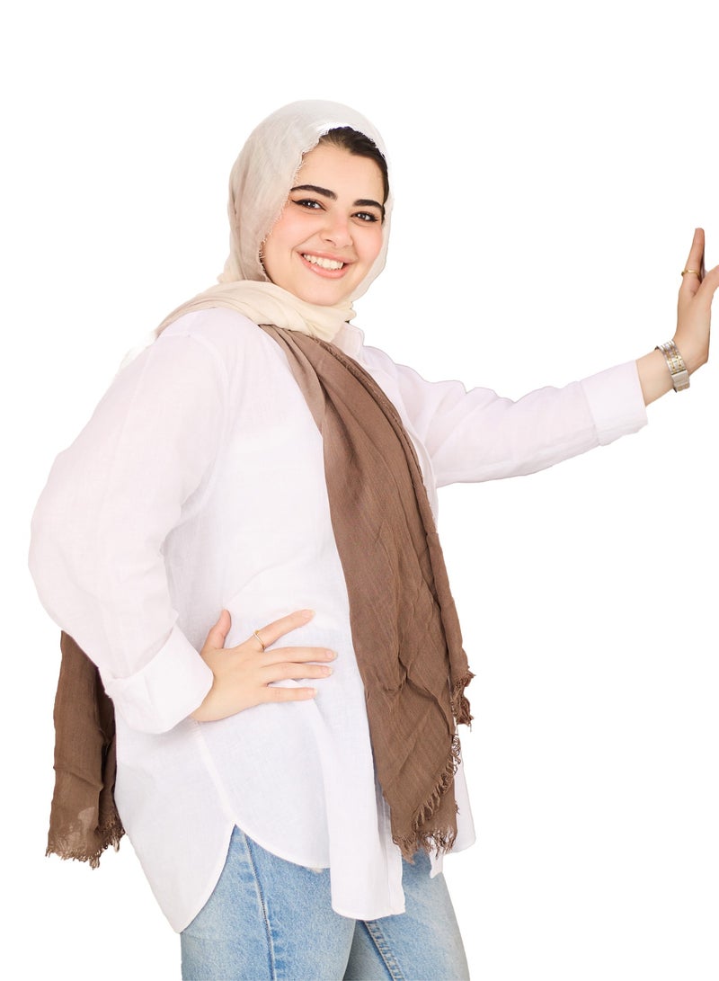 FLOWER Plain Cotton Gradient Veil - Brown - Image 3