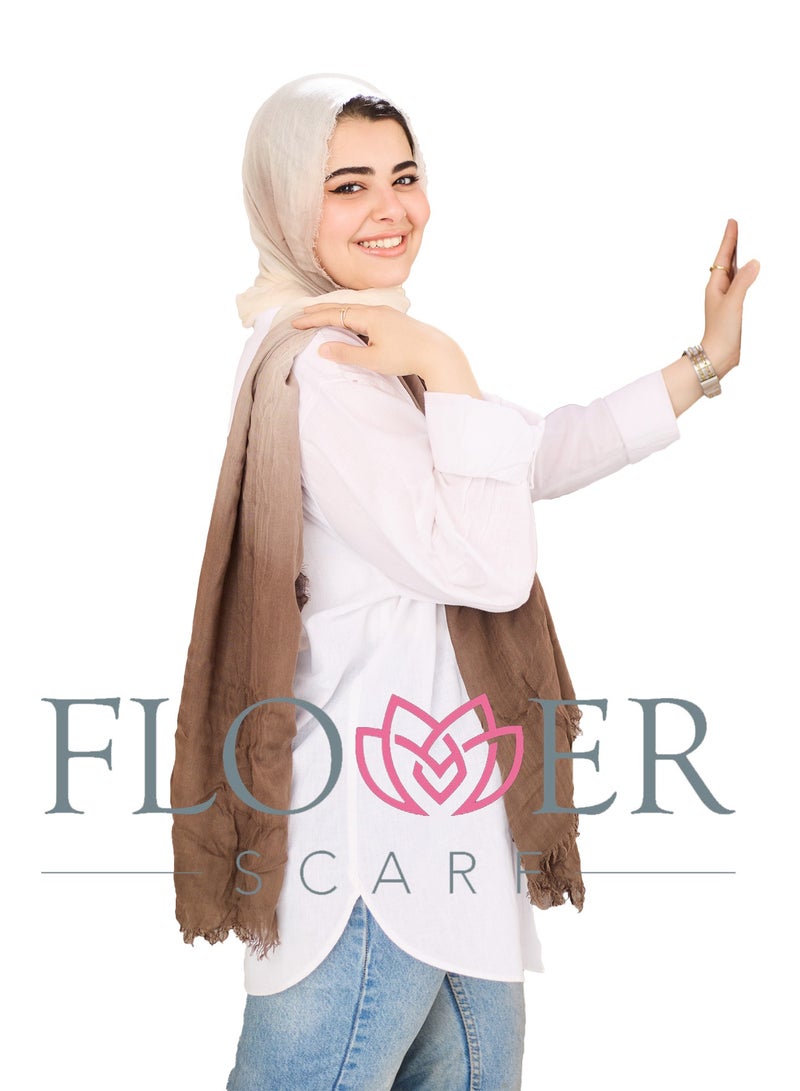 FLOWER Plain Cotton Gradient Veil - Brown - Image 4