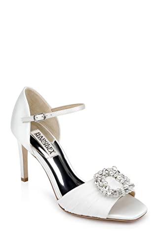 Badgley Mischka Womens NINA Heeled Sandal White Satin 65