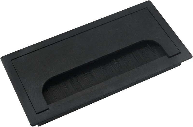 Pack of 2 Cable Grommets - Cable Feed-Through Desk with Opening Lid - Desk Cable Guide - Dust-Repellent Reduces Fraying, Rectangular Cable Organisation (Black, 160 x 80 mm) - Image 1