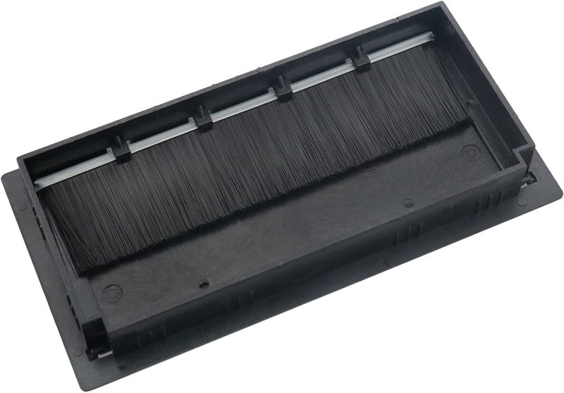 Pack of 2 Cable Grommets - Cable Feed-Through Desk with Opening Lid - Desk Cable Guide - Dust-Repellent Reduces Fraying, Rectangular Cable Organisation (Black, 160 x 80 mm) - Image 2