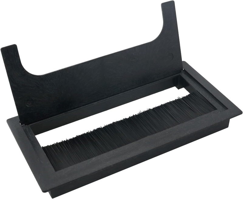 Pack of 2 Cable Grommets - Cable Feed-Through Desk with Opening Lid - Desk Cable Guide - Dust-Repellent Reduces Fraying, Rectangular Cable Organisation (Black, 160 x 80 mm) - Image 3