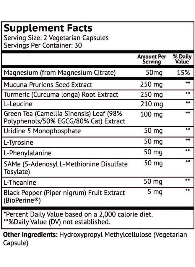 VitaMonk - Dopify Dopamine Supplement Dopamine Booster With Uridine Monophosphate Mucuna Pruriens Ltheanine Tyrosine And More No Artificial Fillers Just Brain Food 60 Capsules - Image 1