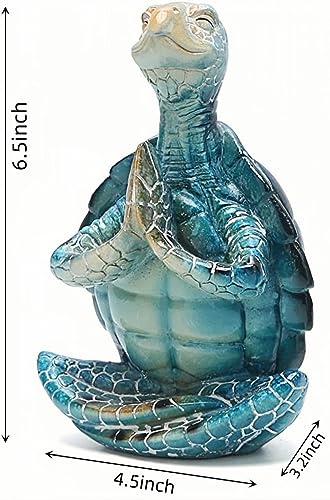 VVGIFTS Sea Turtle Meditation Yoga Decor, Garden Figurine Sea Turtle Meditating Coastal Beach Decorations, Zen Yoga Resin Statue for Home Office Decorations (Put The Palm Together) - Image 3