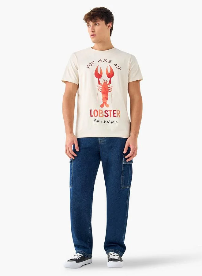 SP Characters Friends Print Crew Neck T-shirt with Short Sleeves