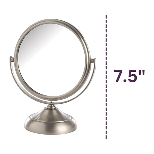 Model's Choice JERDON Tabletop Vanity Makeup Mirror with Nickel Finish – 5.5” Diameter Mirror with 5X-1X Magnification – Model MC247N - Image 2