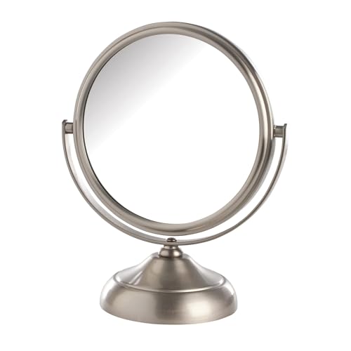Model's Choice JERDON Tabletop Vanity Makeup Mirror with Nickel Finish – 5.5” Diameter Mirror with 5X-1X Magnification – Model MC247N - Image 1