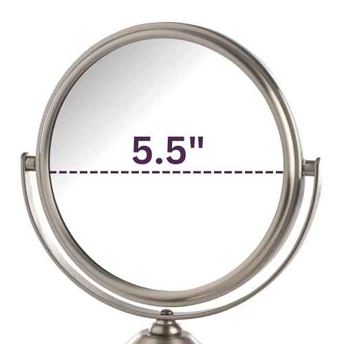 Model's Choice JERDON Tabletop Vanity Makeup Mirror with Nickel Finish – 5.5” Diameter Mirror with 5X-1X Magnification – Model MC247N - Image 3