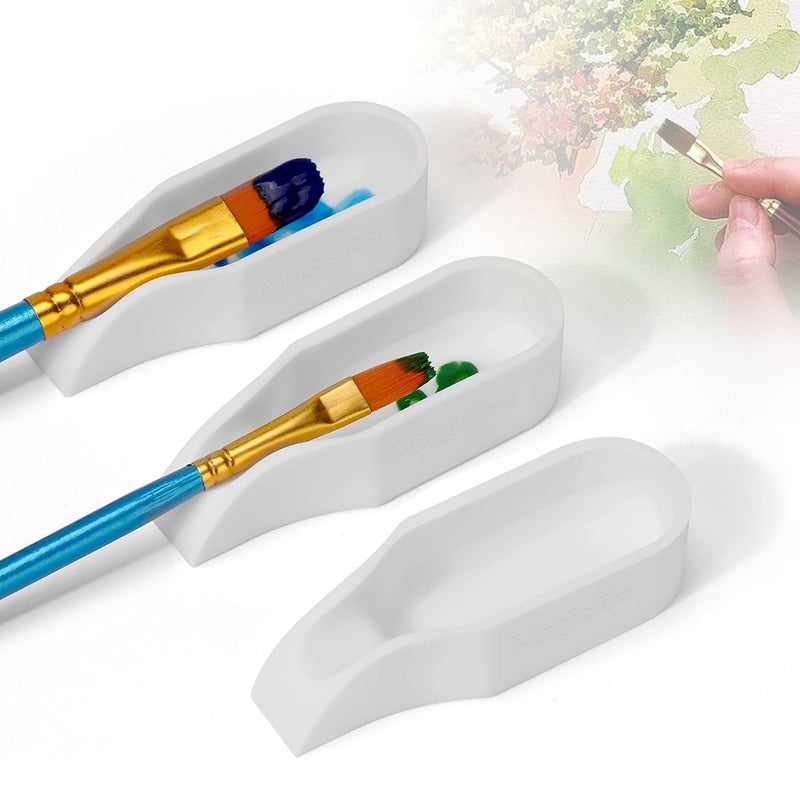 Magicfour Silicone Paint Brush Rest Holder for Watercolor Oil Acrylic Painting Brush, 3 Pcs Artist Brush Holder Caddy Organizer Solution for Painting Accessories- Space Saving Design - Image 1