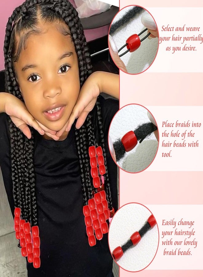 VENOFEN 50PCS Red Hair Beads Cute Acrylic Pony Beads Loc Dreadlock Accessories Hair Tube Bead for Braids Girls Hair Decoration - Image 5