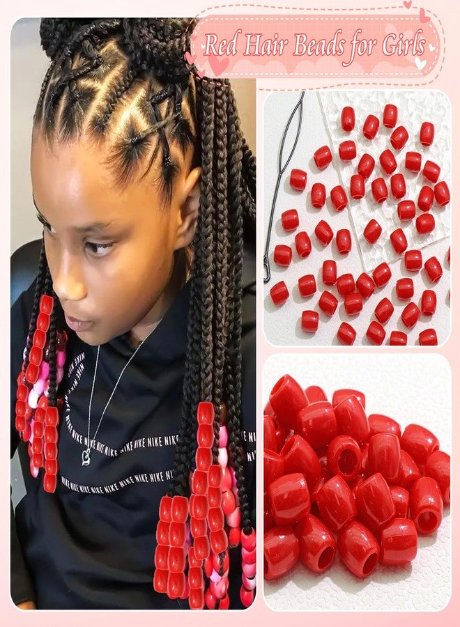 VENOFEN 50PCS Red Hair Beads Cute Acrylic Pony Beads Loc Dreadlock Accessories Hair Tube Bead for Braids Girls Hair Decoration - Image 3