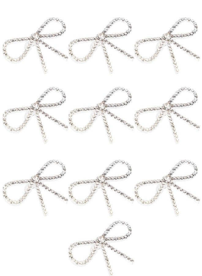 Milltrip 10Pcs Rhinestone Bow Brooch, 2.2 x 1.1in Ribbon Bow Brooches Pins Flash Glass Chain Hair Accessories, Rhinestone Bowknot Brooches, Bow Brooch Pins for Women Clothing Dates Hair Accessories - Image 1