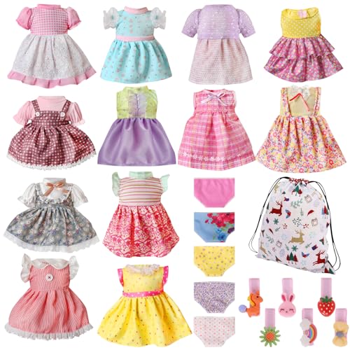 MLcnleS Alive Baby Doll Clothes and Accessories - 12 Sets Girl Doll Clothes Dress for 12 13 14 15 16 Inch Doll, Baby Doll Clothes - Doll Outfits Accessories w/Hairpin & Underwear for Doll Gift - Image 1