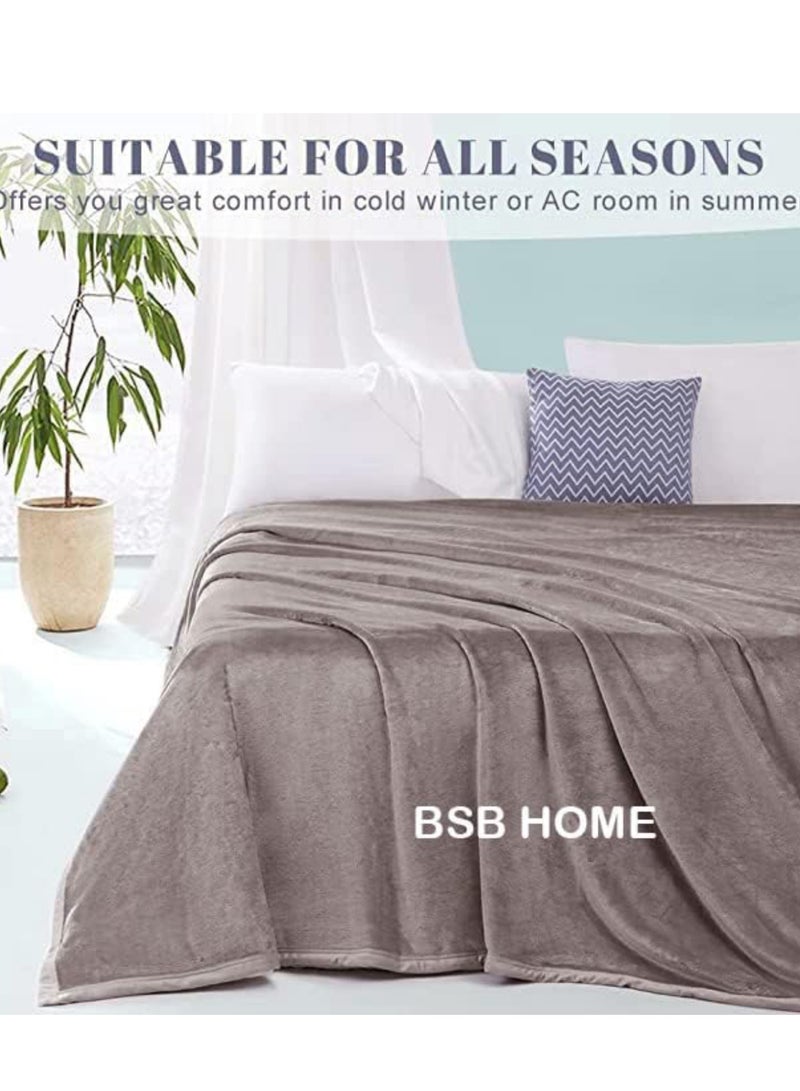 BSB HOME BSB HOME® 300 GSM Premium Plush Double Blanket for Bed, Sofa, Couch, Travel and Camping AC Blanket | 230 X 210 cm | Grey |  - Image 2