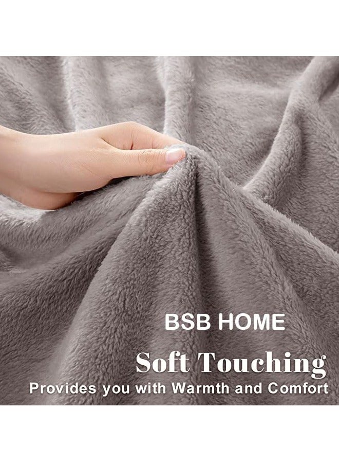 BSB HOME BSB HOME® 300 GSM Premium Plush Double Blanket for Bed, Sofa, Couch, Travel and Camping AC Blanket | 230 X 210 cm | Grey |  - Image 4