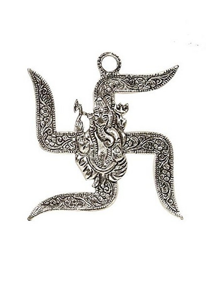 Skywalk HAND CRAFTED METAL WALL HANGING SWASTIC GANESHA RELIGIOUS SCULPTURE FOR PUJA,METAL SWASTIC,COLLECTIBLE ART,PERFECT FOR HOME DECORATION AND GIFTING (SIZE-4")