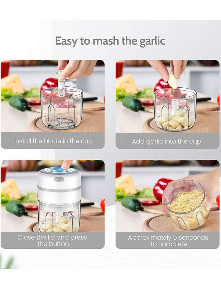 Mi VAZA Electric Mini Garlic Chopper, Slicer Blender To Meat/Vegetables/Chopped Fruit/Onion Wireless Portable Food Processor 250ml  - Image 3