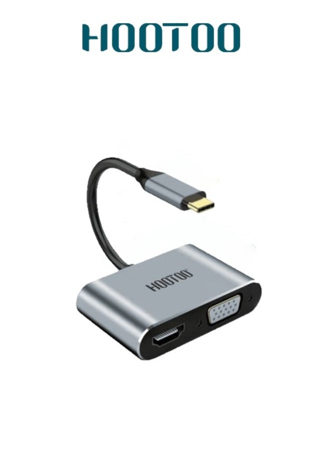 HooToo 4K HD cable. HD compatible with all modern devices. USB Type-C projector with 4K HDMI, VGA, USB 3.0 audio, and USB-C PD connectivity for Mac Books,  notebooks, and mobile phones.  - Image 1
