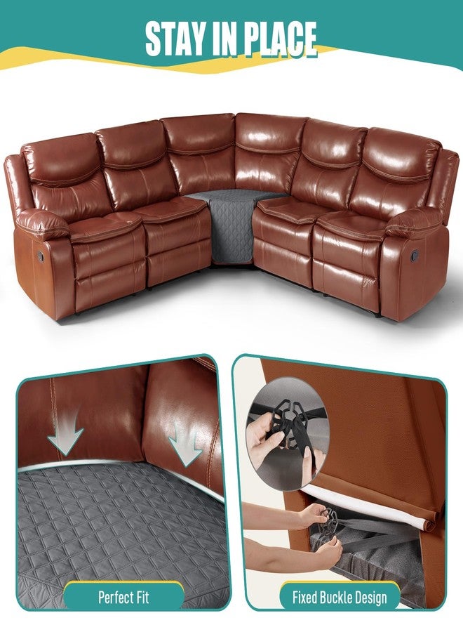 Ruaozz غطاء مقعد زاوية أريكة Ruaozz مقاوم للماء بنسبة 100%، مناسب للأرائك الركنية القابلة للإمالة، قطعة واحدة، غطاء مقعد زاوية أريكة قابل للإمالة، مانع للانزلاق، قابل للغسل، رمادي داكن - Image 4