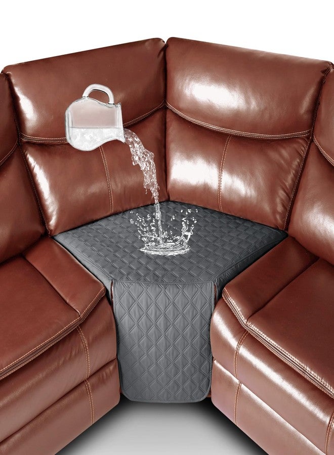 Ruaozz غطاء مقعد زاوية أريكة Ruaozz مقاوم للماء بنسبة 100%، مناسب للأرائك الركنية القابلة للإمالة، قطعة واحدة، غطاء مقعد زاوية أريكة قابل للإمالة، مانع للانزلاق، قابل للغسل، رمادي داكن - Image 1