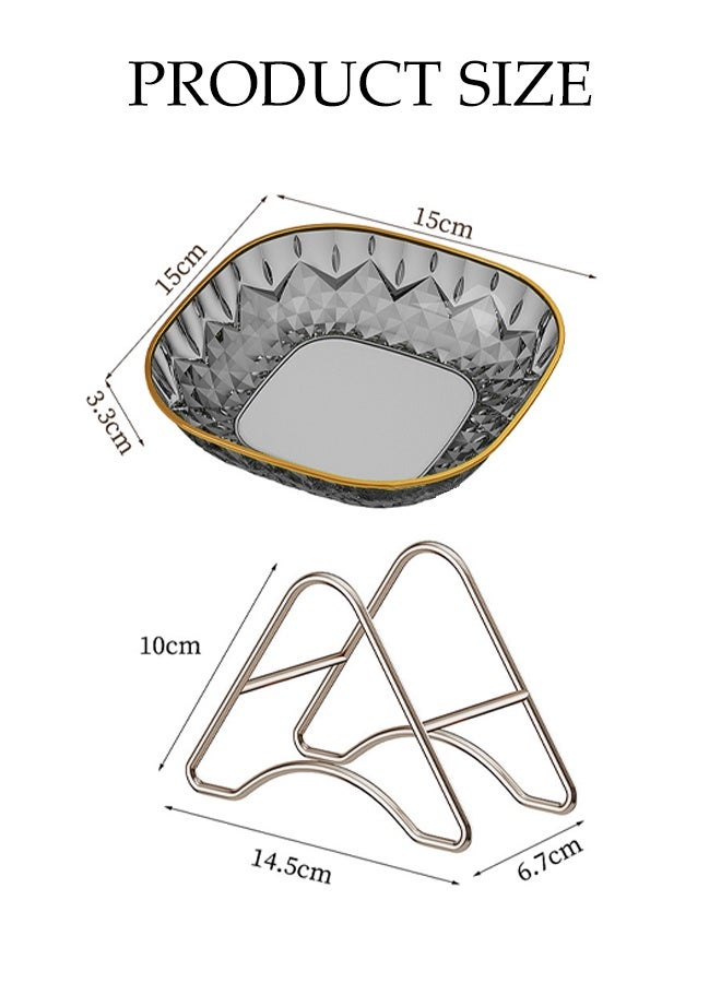 DUNISO 8pcs Dessert Plates Set Clear PET Plastic Plates Dessert Plates Snack Dishes With Rack Elegant Dinner Cake Dessert Snack Plate Storage Dried Fruit Plate Tasting Plate Display Stand for Family， Party， Picnic， Home - Image 4