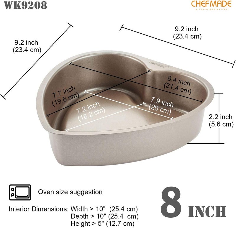 CHEFMADE HeartShaped Cake Pan 8Inch NonStick Food Bowl Bakeware for Oven Baking Champagne Gold - Image 2