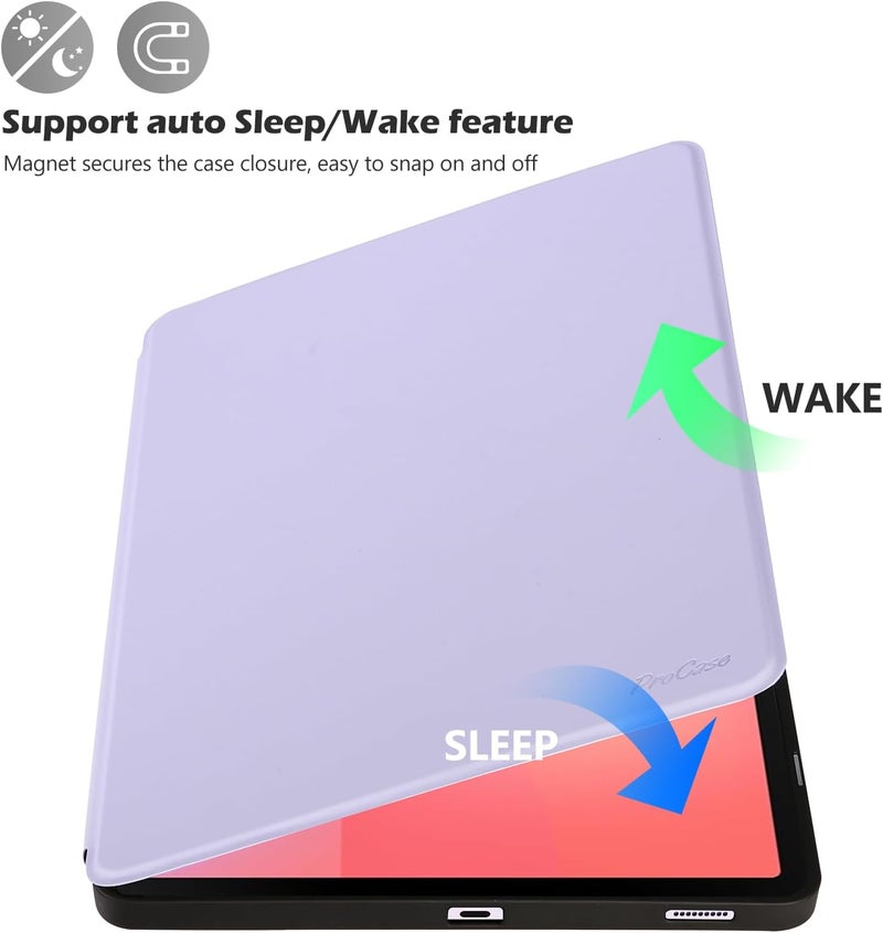 Procases Smart Case For Galaxy Tab S10 Lite / S10 Fe S9 Fe 10.9 Inch With S Pen Holder, Folio Slim Stand Case Hard Back Shell Protective Smart Cover For Galaxy 2025 2024 2023 10.9" 11" -Lavender - Image 4