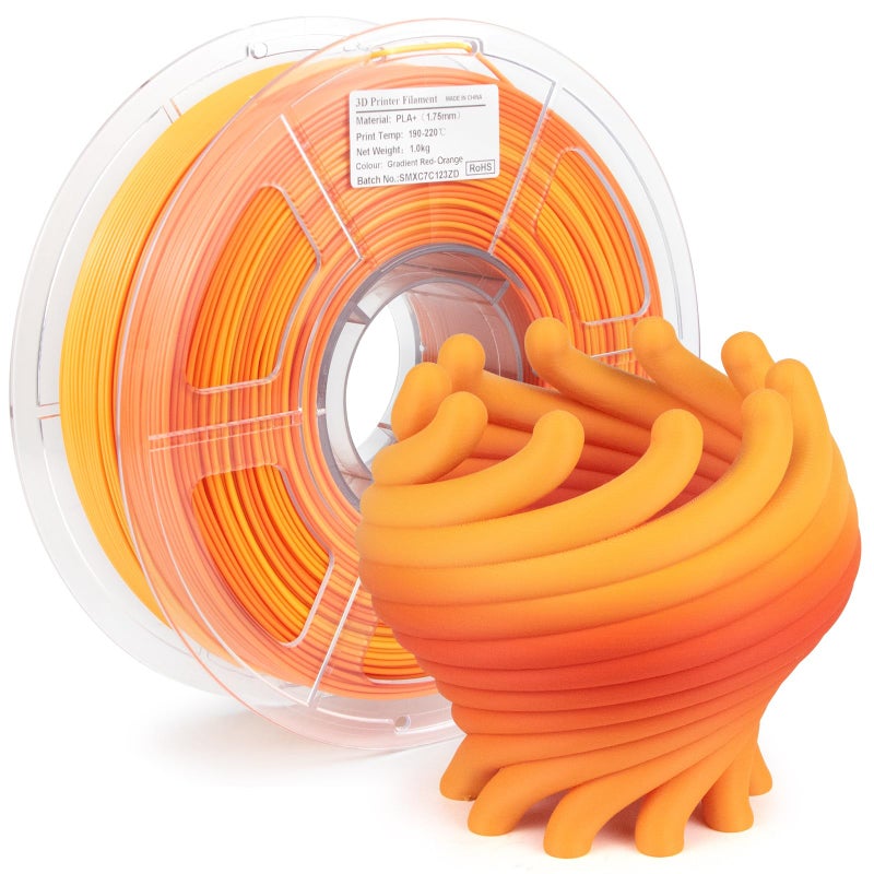 iSANMATE Gradient Multicolors Filament PLA Plus Rainbow Filament 175mm Fast Change Multicolor Rainbow PLA Filament Red Orange 3D Printing Filament 1KG22lb