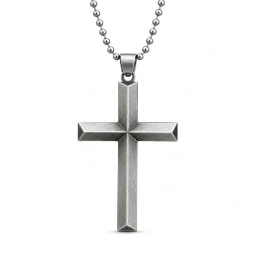 M Men Style Religious Christ Cross Grey Zinc and Metal Car Hanging for Men and Women - Image 1
