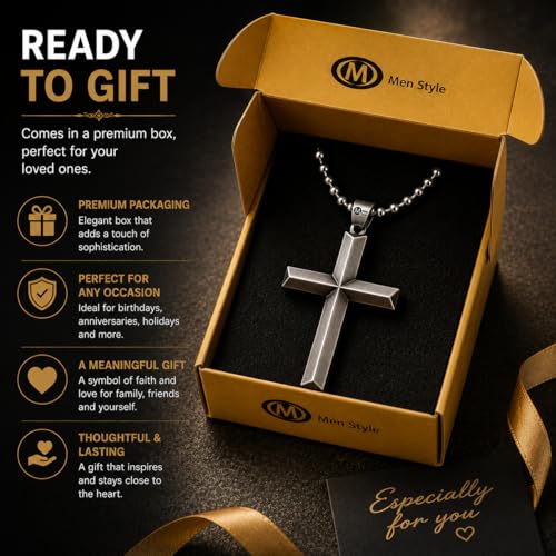 M Men Style Religious Christ Cross Grey Zinc and Metal Car Hanging for Men and Women - Image 5