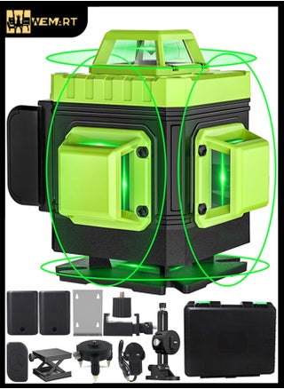 Laser Level 360 Self Leveling, 16 Lines Green Beam Laser Level, 4x360 4D Cross Line Lazer Level for Construction with Remote Control, Anti-fall Box, Multiple Stands, Rechargeable Batteries - pzsku/Z40AF292890FA7A263E01Z/45/1749694991/a7036a89-fde1-4f8b-9d87-8bc324479fdf