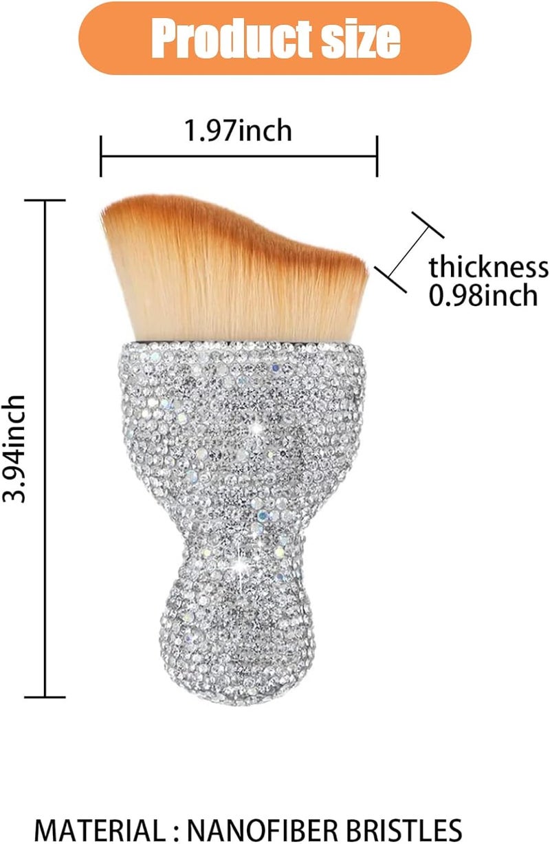 NGHEY 1 PC Bling Car Interior Dust Brush, Rhinestones Auto Scratch Free Detailing Brush, Soft Car Interior Cleaning Brush Accessories for Automotive Dashboard, Air Conditioner Vents, Computer (White) - Image 2