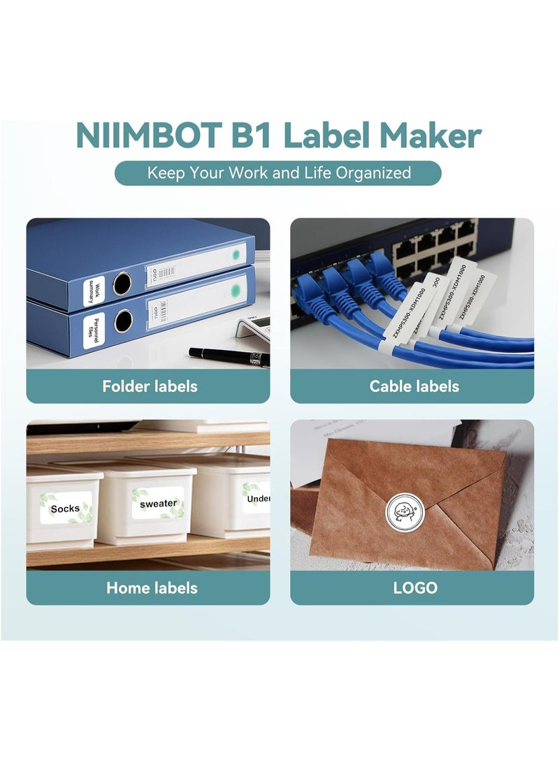 نيمبوت ماكينة صنع الملصقات الحرارية المحمولة B1- مع التعريف التلقائي، طابعة ملصقات محمولة بتقنية البلوتوث مقاس 2 بوصة للمكتب والمنزل والأعمال (أزرق سماوي) - Image 4