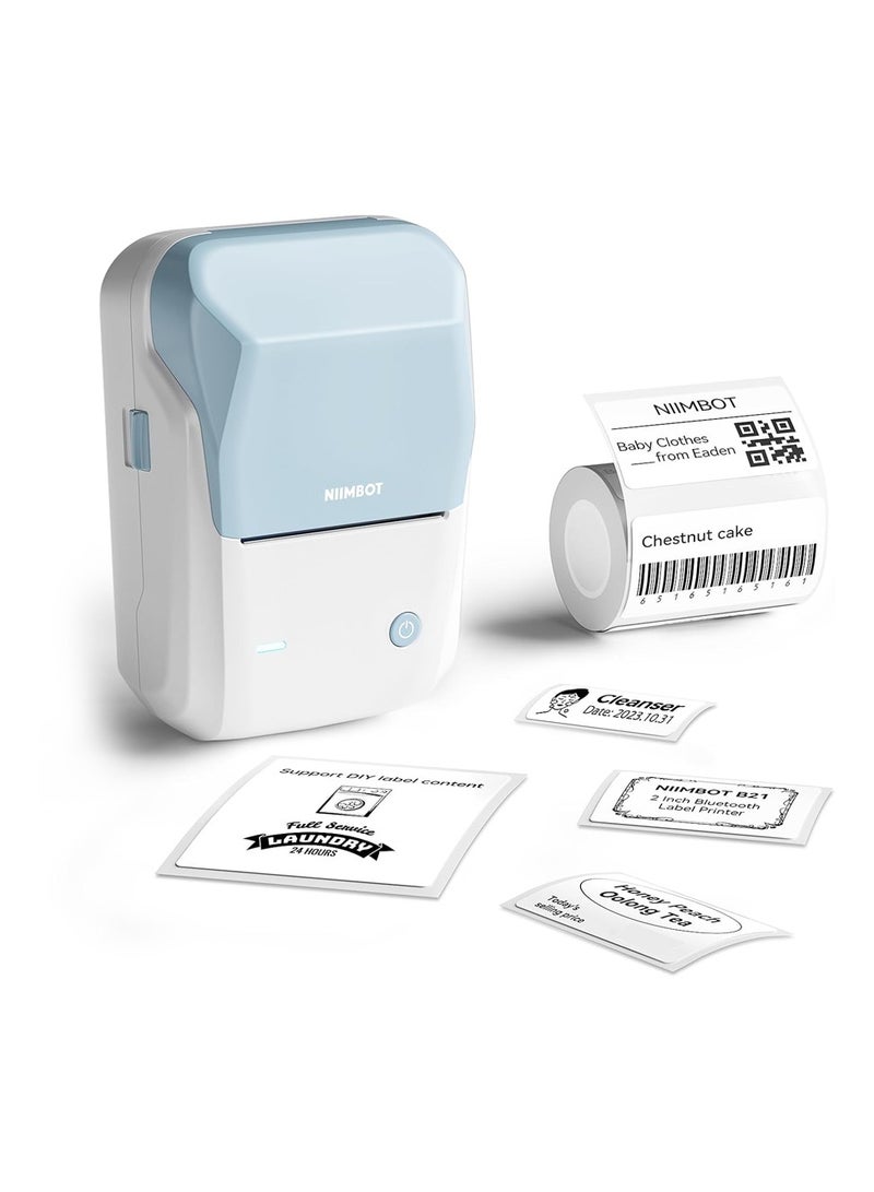 نيمبوت ماكينة صنع الملصقات الحرارية المحمولة B1- مع التعريف التلقائي، طابعة ملصقات محمولة بتقنية البلوتوث مقاس 2 بوصة للمكتب والمنزل والأعمال (أزرق سماوي) - Image 1