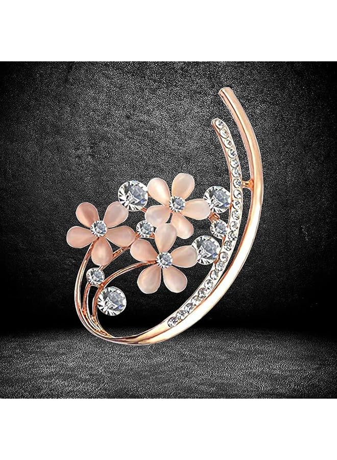 يو بيلا أحدث تصميمات المجوهرات الزهرية الأنيقة المطلية بالذهب للنساء Yb_Brooch_85 الذهبي - Image 4