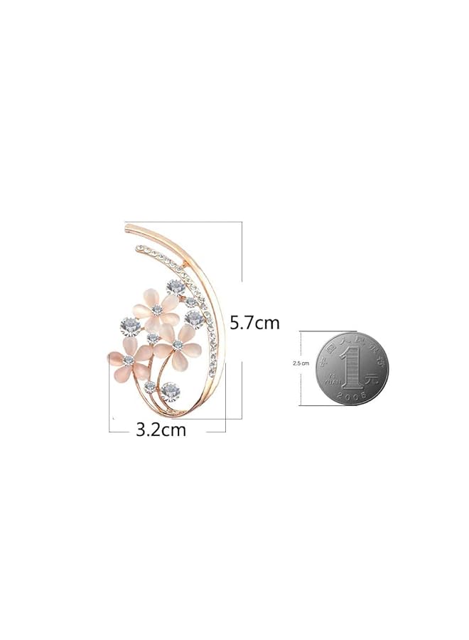 يو بيلا أحدث تصميمات المجوهرات الزهرية الأنيقة المطلية بالذهب للنساء Yb_Brooch_85 الذهبي - Image 3