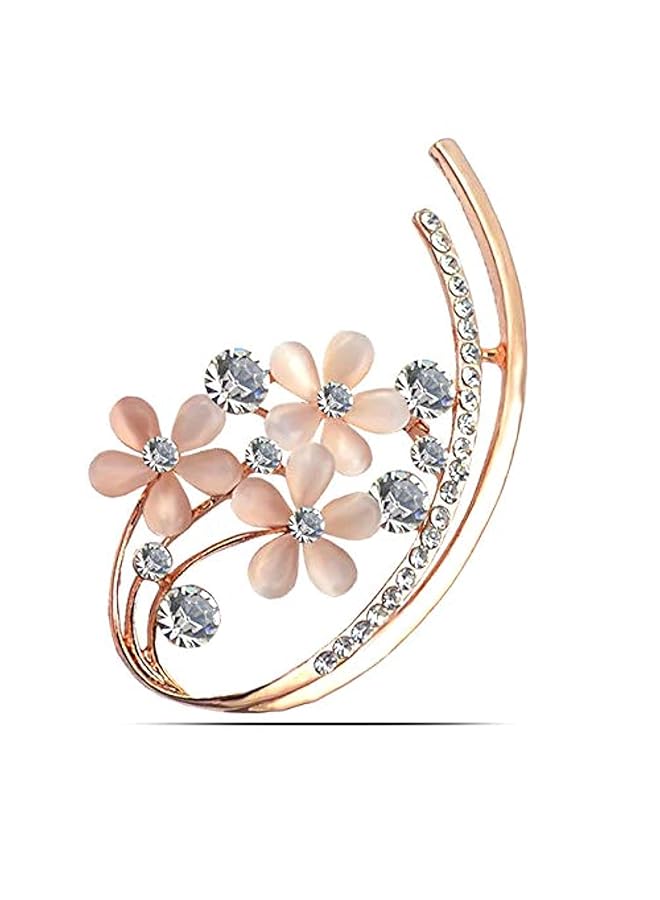 يو بيلا أحدث تصميمات المجوهرات الزهرية الأنيقة المطلية بالذهب للنساء Yb_Brooch_85 الذهبي - Image 1